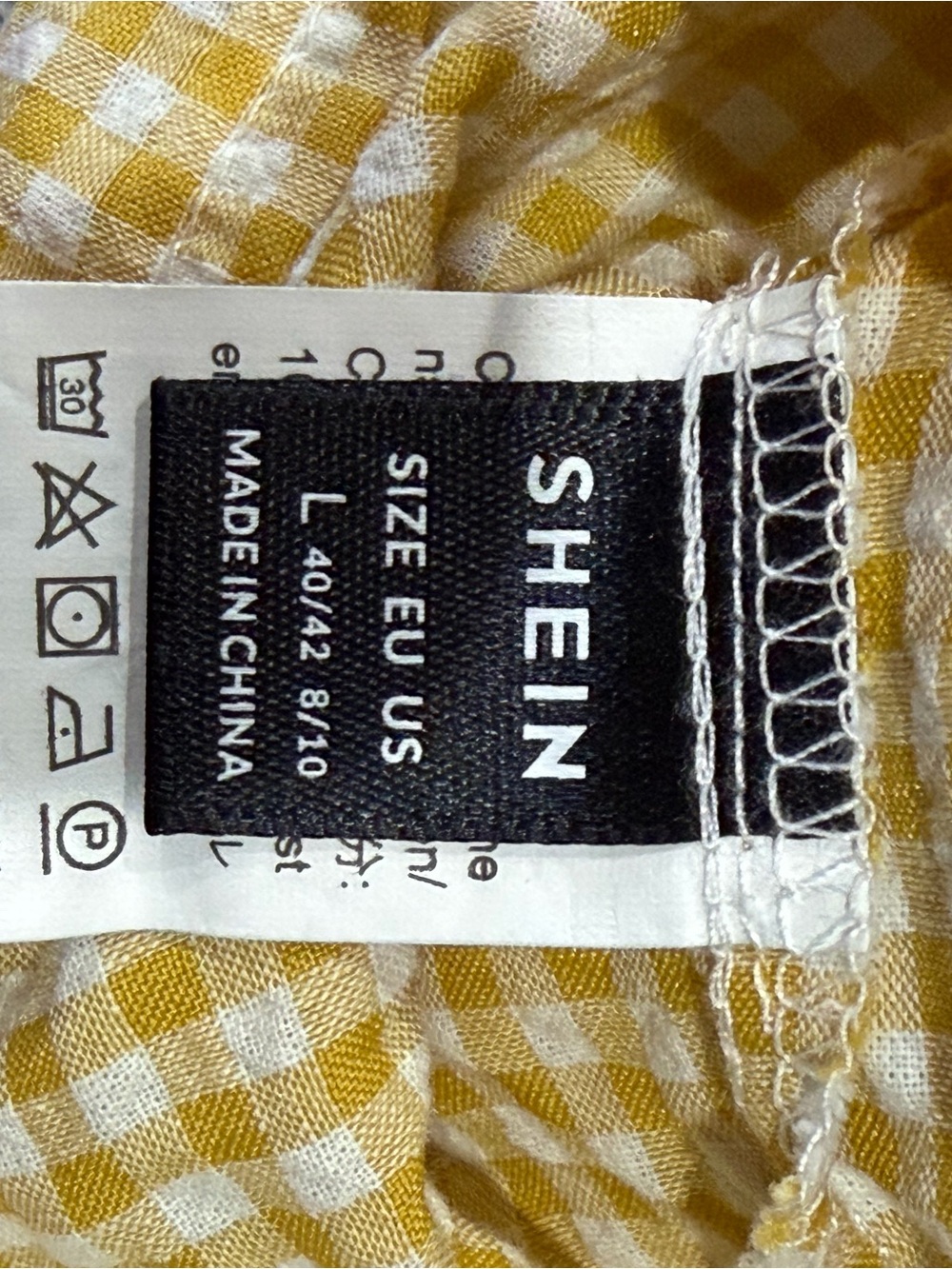 SHEIN Yellow Gingham V‑Neck Ruffle Blouse - Picture 2 of 2